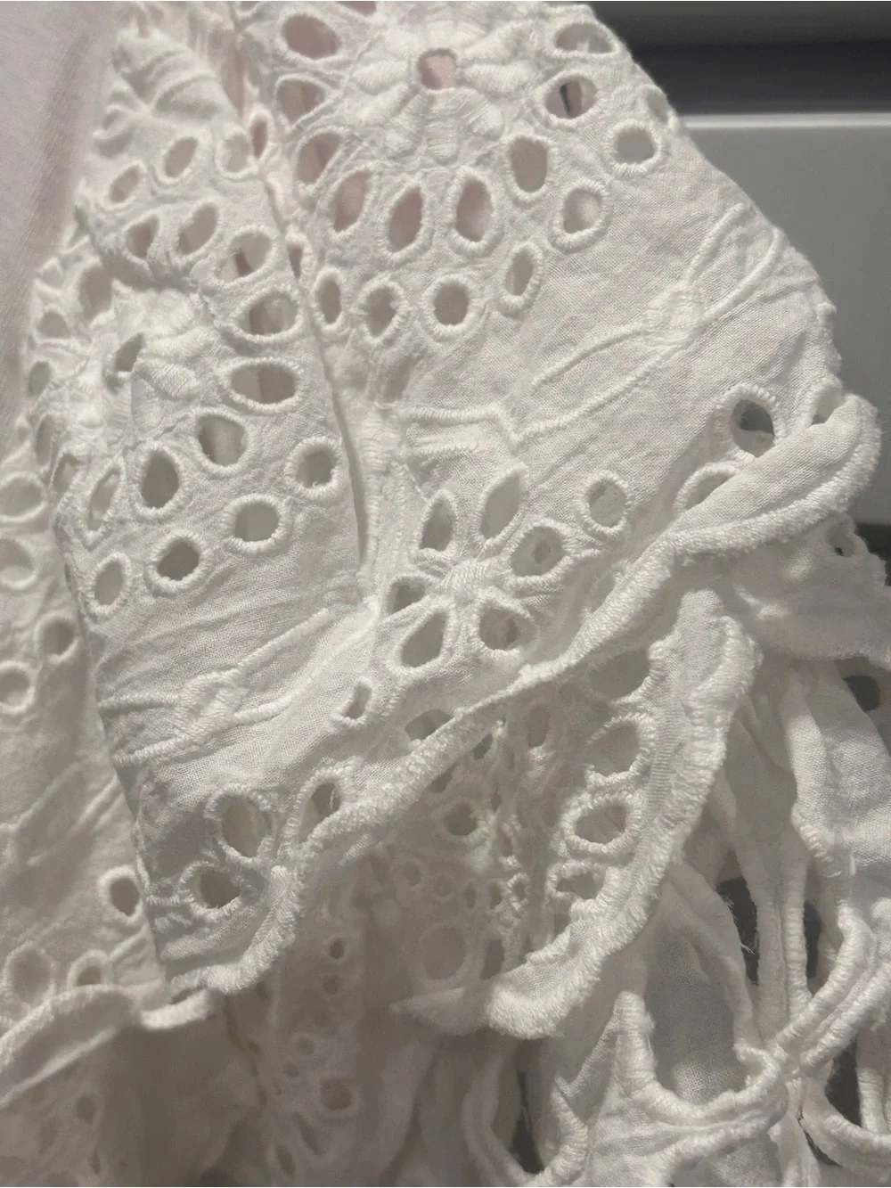 Anthropologie Forever That Girl White Eyelet Tee Size S Short Sleeve Cotton